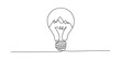 © Graphics Art - Continuous single line drawing of a light bulb with mountain inside