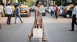 © Cameraman - stylish woman walking with shopping bag Mockup