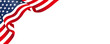 © AFRAN STUDIO - American flag curling ribbon wave patriotic vector corner background isolated on Transparent with copy space, for 4th of July Independence Day, Memorial Day, Veterans Day, Greeting Card, Poster