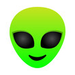 © indah - Alien Emoji Icon Isolated on White Background – Cute Green Extraterrestrial Face Emoticon Vector Illustration