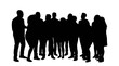 © Top Vector - Large group of people standing together in black silhouette isolated on transparent background, Vector