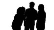 © Top Vector - Black silhouette of three people talking together isolated on transparent background, Vector