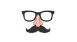 © Benedict - Classic disguise mask with thick black glasses fake nose and bushy mustache creates a funny party prop illustration.