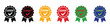 © Sharif - Award ribbons with expert checkmark in multiple colors during celebration isolated on white background
