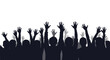 © Rifky - Silhouette Crowd Hands Raised Up, Cheering Audience, Celebration, Concert, Festival