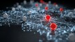 © lianlian liang - Abstract digital network node connection surface with glowing red alert indicators representing cyber security threats firewall breaches and server vulnerability