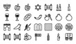 © ROP - Jewish holiday icons collection for hanukkah and passover with religion hanukkah passover tradition