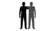 © Sami - Silhouettes of two men stand side by side with one arm placed on the other person's shoulder to represent friendship and solidarity.