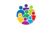 © ANISURRAHMAN - Colorful group of people silhouettes forming a circular design on white