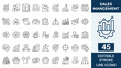 © Kingko - Sales management line editable icon set. Contain icons related to CRM, Business Process, marketing, sales team, effective, and more. editable stroke. Vector illustration