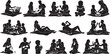 © RobiulIslam - Set of picnic silhouettes with people eating and drinking outdoors