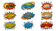 © rembi - Vibrant collection of colorful comic book style vector speech bubbles featuring various explosive sound effects for fun graphic design projects