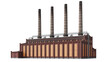 © Paula - Industrial factory building with four tall smokestacks