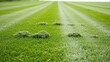 © Caven - Freshly mown green lawn with stripes and grass clippings