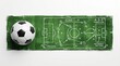 © DrexDesign - Soccer tactical board with 4-3-3 formation diagram, football strategy on green grass texture, sports coaching and game planning concept