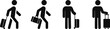 © Mon Amour - Passenger icons set features black solid silhouette style, walking and standing traveler stick figures with luggage suitcase baggage represent a trip, travel vector illustration