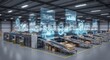 © Warung - Advanced Logistics Warehouse with Futuristic Data Visualization Overlays and Automated Conveyor