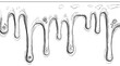 © Vector Disc - Decorative hand-drawn dripping glaze with fluid icing effects and melting syrup swirls in a black and white doodle line art style