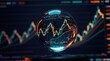 © Raisa - Crystal sphere shows stock market candlestick chart. Digital finance data and trading graph overlay background. Future economy forecast concept.