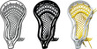 © Ahmad - Set of lacrosse stick heads in various styles including outline silhouette and color vector illustrations perfect for sports design and equipment concepts