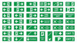 © Muhammad - A comprehensive collection of green vector emergency exit signs featuring directional arrows and safety symbols