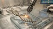 © Ирина Батюк - Robotic device precisely manipulates genetic blueprint, altering macromolecular arrangement, performing genome engineering, visualizing targeted dna modification, revealing crispr cas9 mechanism.