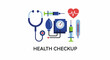 © celek - Medical diagnostic tools including stethoscope, blood pressure monitor, syringes, heart rate, and thermometer