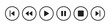 © StockDesign - Black media player navigation buttons collection for software interface isolated on grey background.