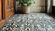© HussainKhan - Patterned tile floor detail with vintage design symmetry and clean framing ideal for interior design or editorial visuals