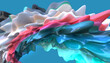 © C.Castilla - Fondo cian con forma de nube orgánica abstracta 3D y colores vibrantes. Forma de nube orgánica abstracta y vibrante sobre fondo turquesa. Render 3D impactante para diseño de póster creativo.
