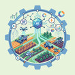 © Young - A digital illustration showing modern automated farming technology systems