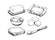 © Leg_IO - Simple hand drawn butter sketch set, engraved breakfast food illustration clip art