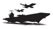 © Nuruzzaman - Aircraft carrier with fighter jets. vector illustration isolated on transparent background.