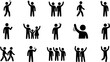 © Morningstar - People waving hand silhouette icon set, flat black glyph style, pure white background