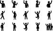 © Morningstar - People waving hand silhouette icon set, flat black glyph style, pure white background
