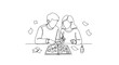© Akun - Couple creating scrapbook, memories, family album, crafting, DIY, collage, together, hobby, art