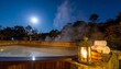 © pumpupin - 露天風呂・満月・夜・石灯籠・幻想的・健康・美肌効果・美容・温活・旅館・リラクゼーション・ナイトスパ・日本の温泉素材／Japanese rotenburo outdoor hot spring full moon night stone lantern, mystical beauty skin care healthy wellness night spa, moonlight onsen rel