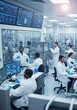 © Georgiy - Scientists working in modern pharmaceutical laboratory. Group of man and woman researchers in white coat using microscope and computer for drug development. Bioengineering technology.