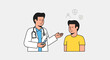 © tesla - Doctor consulting patient about health insurance and medical care, doctor holding syringe
