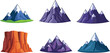 © Sumon Creative - Mountain landscape collection vector illustration featuring snowy peaks, rocky cliffs, canyon formations, and colorful nature scenery isolated design elements