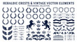 © Ayong - Professional Collection of Heraldic Crests and Vintage Vector Elements with Laurel Wreaths, Crowns, Shields, Ribbons, Lion, Horse, Wings, and Decorative Borders for Logo Design and Branding Projects.