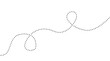 © satish - Minimalist dotted line path with loops, black dashed trail on white background, simple geometric flight route or movement map element