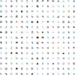 © PikePicture - Large grid displaying a wide variety of minimalist pictograms and glyphs, illustrating various themes, signs, and technology related symbols across multiple categories