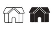 © SAIJID - Small house building icon set in outline and solid black style for real estate and construction design projects
