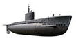 © dominica - Dark gray submarine with conning tower and propellers