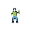 © Siti - Man holding a cup in casual clothing standing still