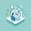 © Juwita - Isometric illustration of a doctor consulting a patient