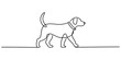 © Bilas - Continuous single line drawing of a cute walking dog with a collar