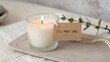 © Finasulizi - Calm and Serene Candle with Inspirational Tag for Relaxation and Mindfulness in Cozy Indoor Setting with Natural Elements