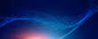 © Ansar45 - Modern technology background featuring a flowing wave of glowing blue particles on a dark gradient backdrop. The dynamic dotted mesh creates a sense of digital connectivity, artificial intelligence, b